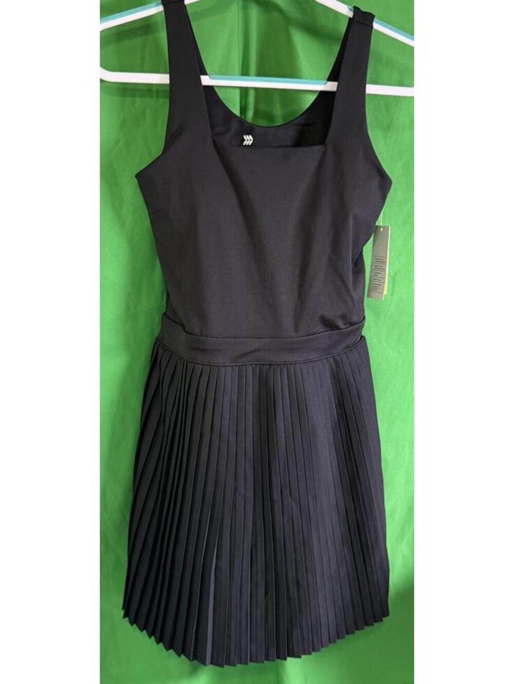 All in Motion Black Pleated Tennis Dress Built in Shorts Shelf Bra Women's Small